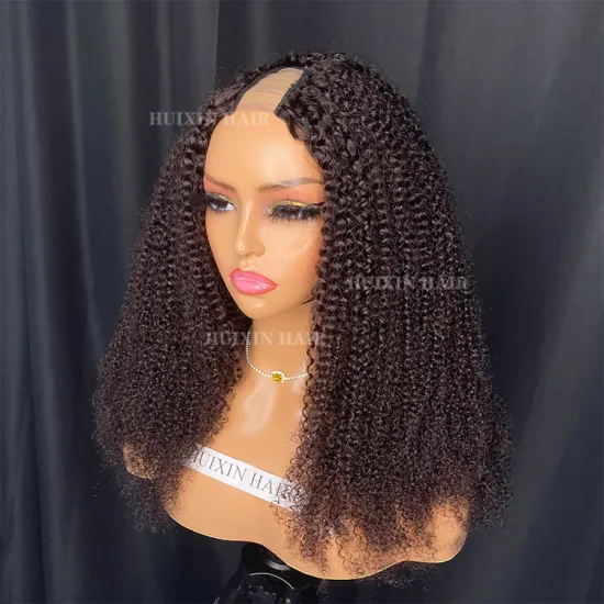 Wholesale Raw Wavy Baby Hair 100% Remy Human Kinky Curly U Part Wig
