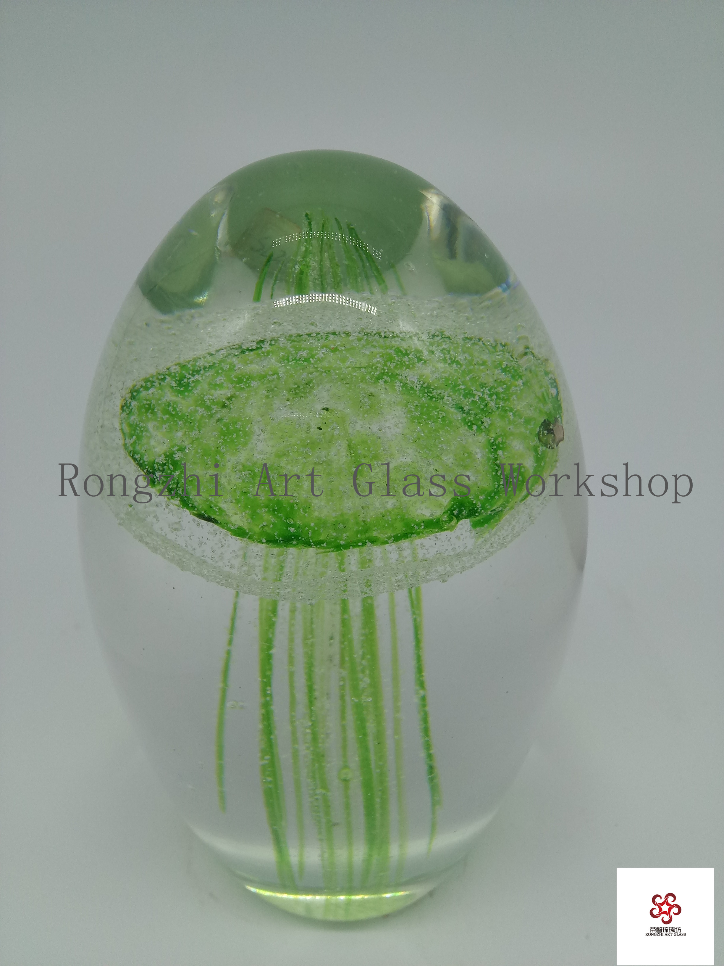 Green Octopus Glass Paperweight