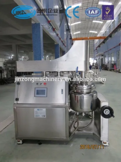 JINZONG Inclinable vacuum emulsifier mixer with upper homogenizer