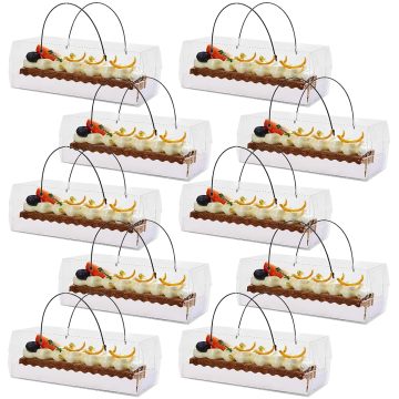 Clear Bakery Cake Boxen 10.8x4.3x3.8inch - Gebäck Dessert Cookie -Geschenkboxen mit Griff