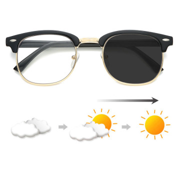 Boom 2021 Rivet personalizado Half borde Photocromic Blue Light Bloqueo Gafas