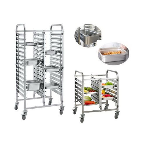 Dual Rows Rack Trolley Stainless Steel Catering GN Pan Rack Trolley Supplier