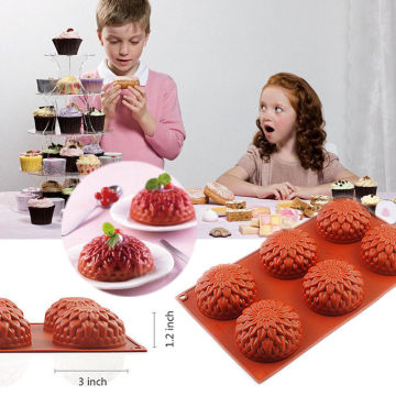 6-Cavity Sunflower Cupcake Silicone Mold Chocolate Pudding Baking Pan Soap Mould