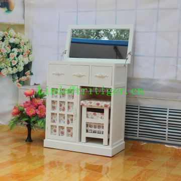 Wooden Dressing Makeup Dresser With Mirror And Drawer