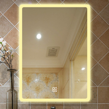 Slimme LED -badkamerspiegel met wastafel met rechthoek en hoteldecoratie