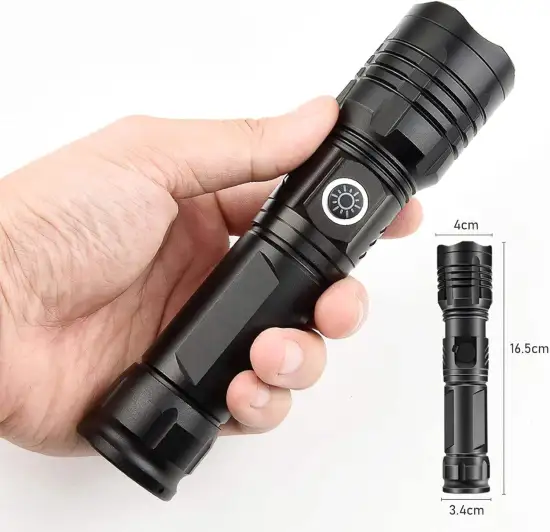 Super Bright XHP50 LED Waterproof Zoom Torch Light: USB Rechargeable with Long Range and Powerful Flashlight Function