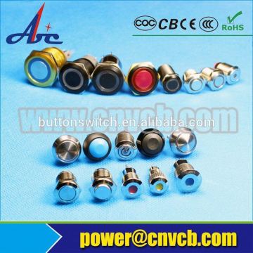 16mm momentary or lacthing type metal push button switch with led illuminated