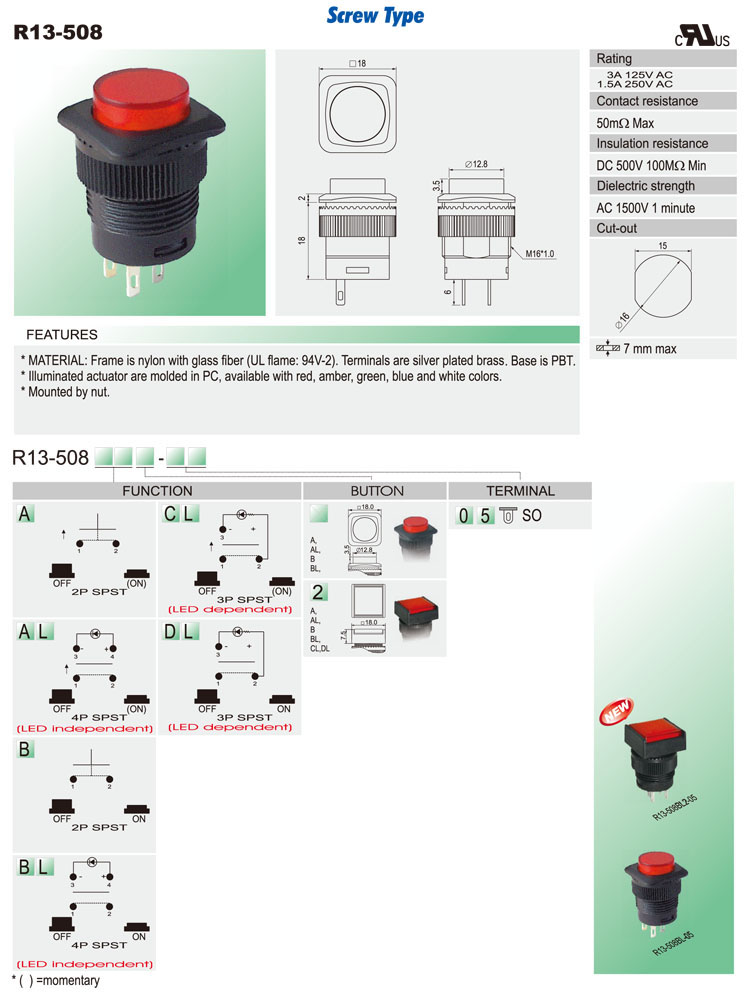 Automotive Push Button Switches