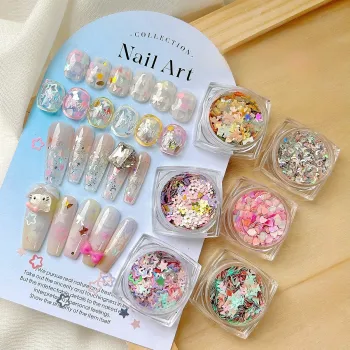 Aurora Glow: Girly Heart 3D Resin Glitter Nail Art Charms