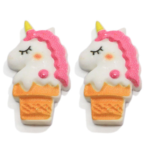 Cute Horse Ice Cream Resina Flatback Cabochons Cartoon Slime Charms Miniature Dollhouse Cupcake Ornamenti Scrapbooking FAI DA TE