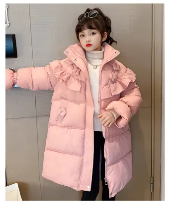 Winter Children's Korean Style Hooded Long Down Jacket