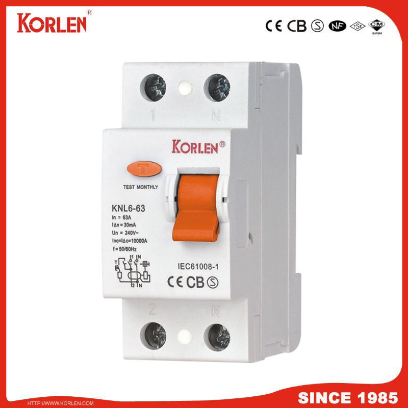 Residual Current Circuit Breaker KNL6-63 10KA CB 2P