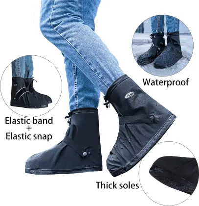 Collapsible Reusable Waterproof Rain Shoe Cover for Non-Slip Riding