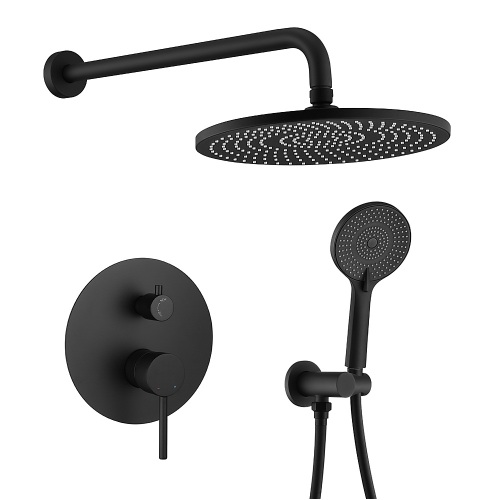 2 Function Matt Black Wall Mounted Concealed Shower