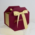 Octagon Flower Present Gift Box with Ribbon