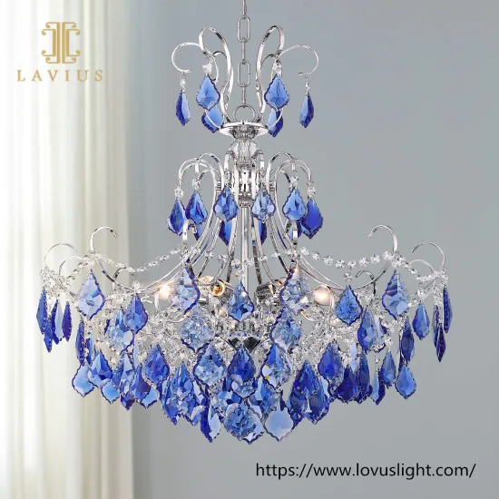 Modern design unique blue crystal pendant light for hall hotel lobby living room bedroom dinning room