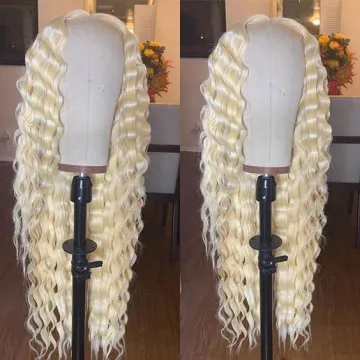 30 40 Inch Wig Human Hair Lace Front Body Wave Long Straight Virgin Hair Blonde 613 Full Lace Wigs Wholesale Deep Curly Wigs