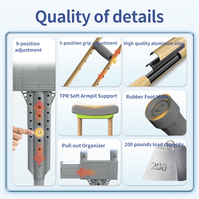 Young People's Medical Crutches Non-Slip Double Canes for Elderly Lightweight for Ankle Injuries and Fractures2