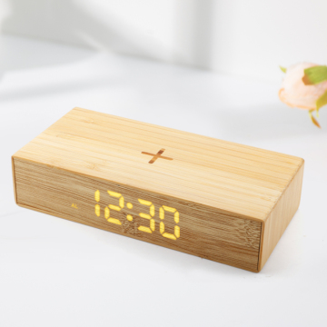 USB ile 15W Kablosuz Şarj Çalar Saat - Kare Telefon Tedesi İstasyonu