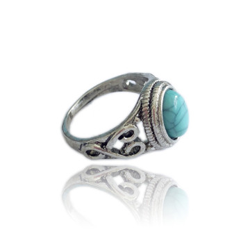 Women's Fashion Round Zircon Synthetic-Turquoise Ring