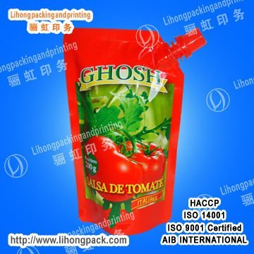 Tomato Paste Bag with Bottom Gusset and Nozzle/Spout/Fitment