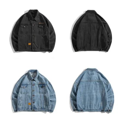 High Quality Loose Fashion Black Denim Jacket for Men