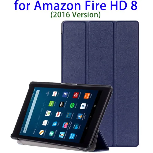 Flip Leather Back Cover Case for Amazon Fire HD 8 Protective Cover, Tablet Case for Amazon Fire HD 8