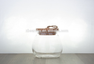 Canister with wooden cover,top quality glass canister, latest glass jar