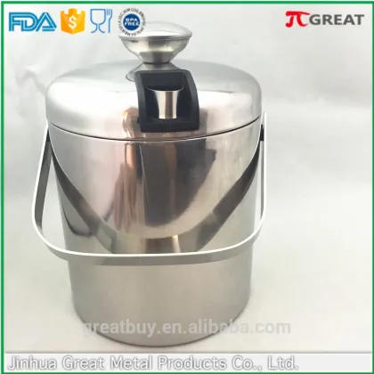 43 ounce Double Wall Stainless steel Ice Bucket with Tong