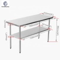 Table de travail de cuisine en acier inoxydable avec dosseret