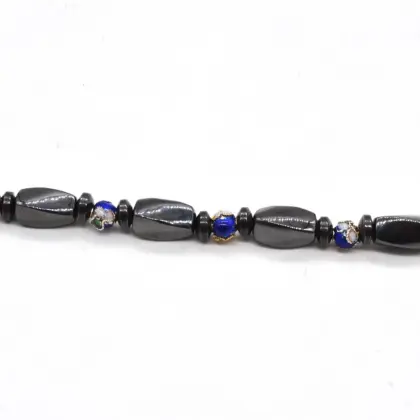 Magnetic Jewelry Hematite Twist Beads Necklace with Cloisonne Beads and Magnetic Twist Beads