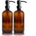 16OZ Amber Glass Lotion Bottles Stainless Steel Pumps