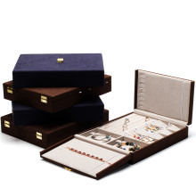Custom Luxury Blue Microfiber Jewelry Set Box