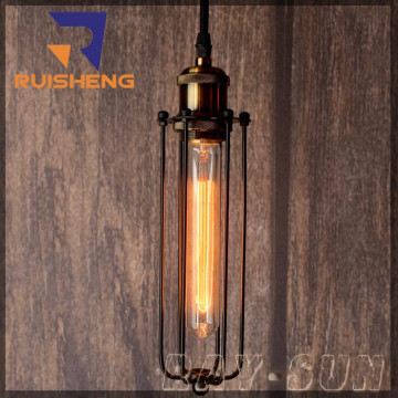 Minimalist Style Commercial Chandelier Cage Pendant Light For Long Tube Bulb