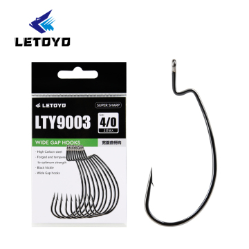 Letoyo Fishing Hookソフトベイトクランクフック - 黒のニッケルコーティング、バッグあたり10pcs