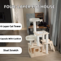 Cat Climbing Tree Tower Wooden Scratcher Condo Indoor Eco-Friendly Pet Activity Center Durable Construction Stylish Home Carton