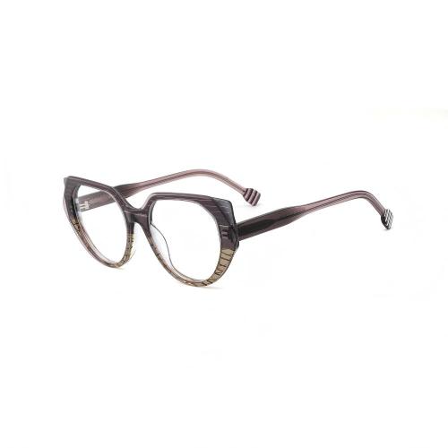 Mixed Gradient Layered Acetate Round Cat-Eye Optical Frames