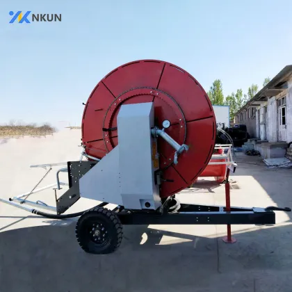 Mobile Hose Reel Irrigation Equipment Featuring Rain Gun Sprinkler System