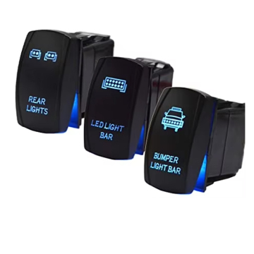 5Pin LED Rocker Light Bar Switch 20A/12V SPST On/Off Blue
