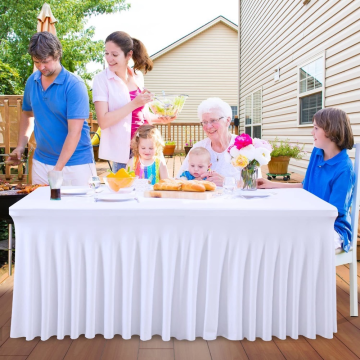 6ft Spandex Fitted Tablecloth Table Skirt - White Spandex Table Cover for Weddings and Events
