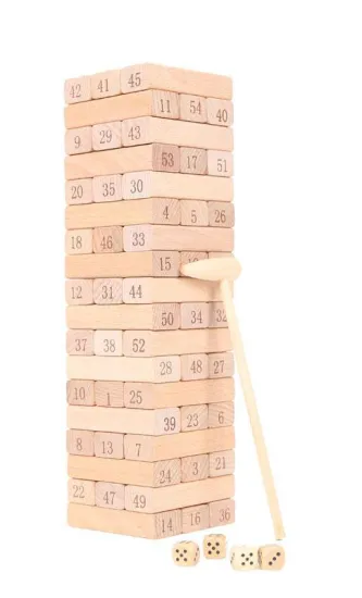 54pcs Wooden Tumbling Tower Game Classic Jengas