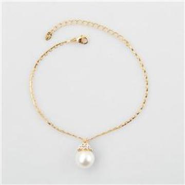 Fashion Gold Plated Anklet with Pearl and Swarovski Stone