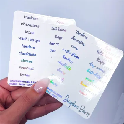 Holographic Script Planner Stickers: Transparent, Minimalist Task Labels