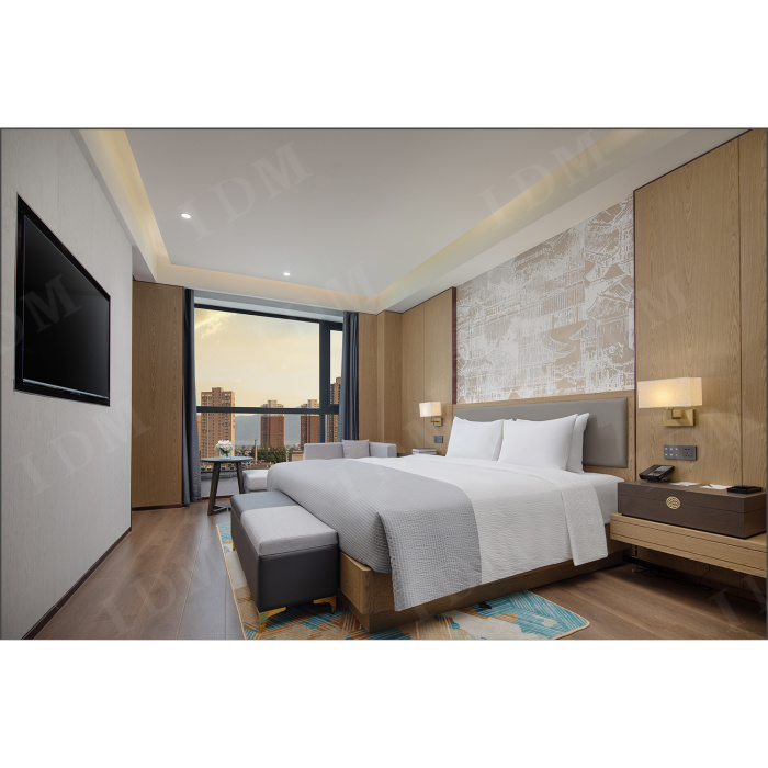 Projete o quarto de hotel de cama de hotel completo