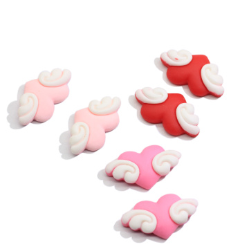 Resin Love Heart Wings Charms Pink Red Flat Back Heart Cabochon Beads DIY Craft for Phone Case Handmade Decoration