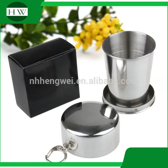 150ml travel camping portable stainless steel folding retractable foldable telescopic drink water cup mug with keyring keychain
