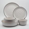 louça de cerâmica feita à mão, jantar de grés, conjunto de jantar pintados à mão, português Ceramic Dinnerware