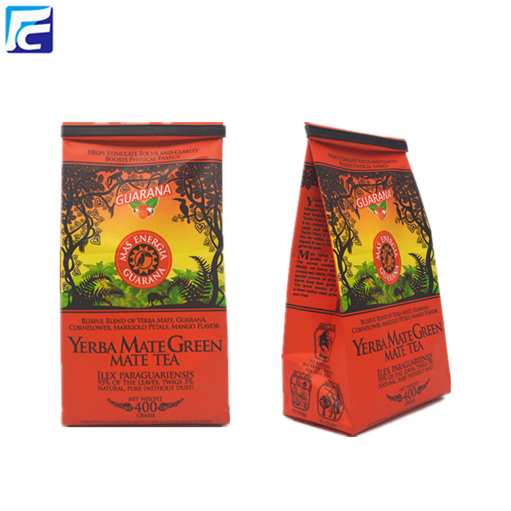 Kleurrijke geprinte customzied zijvouwkoffie verpakkingstas
