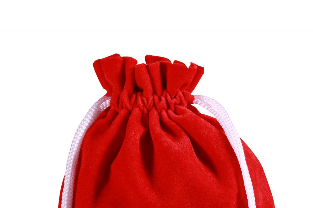 Personnalisé sac cadeau de velours rouge avec logo blanc