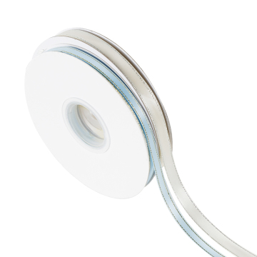 Factory Direct High Quality Double Face Gold Silver Edge Satin Ribbon for Party Gift Wrapping
